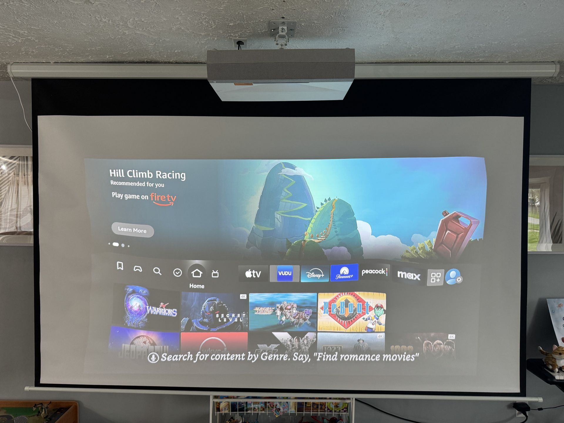 Home Theater Bundle – Optoma CinemaX P2 4K Laser Projector + 120” Screen + Firestick 4K