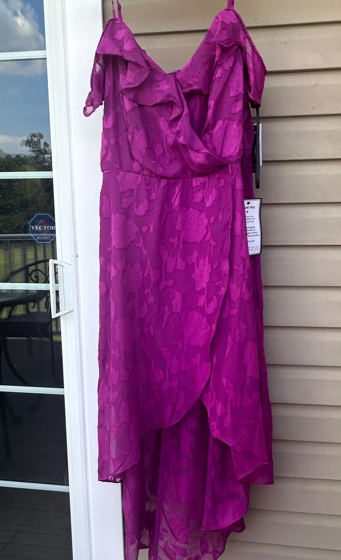 BCX Plus Pink Purple Mauve Ruffled Textured High-Low DRESS. Size 1X. NWT!
