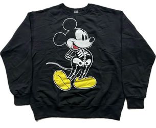 Disney Mickey Mouse Skeleton Halloween Black Crewneck Sweatshirt Womens XXS - 2XL New