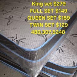 Queen. Full. Twin. King. Beds with box spring same day deliver