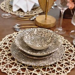 24 Piece Plates Set (6 Dinner Plates,6 Small Plates, 6 Soup Plates,6 Desert Plates