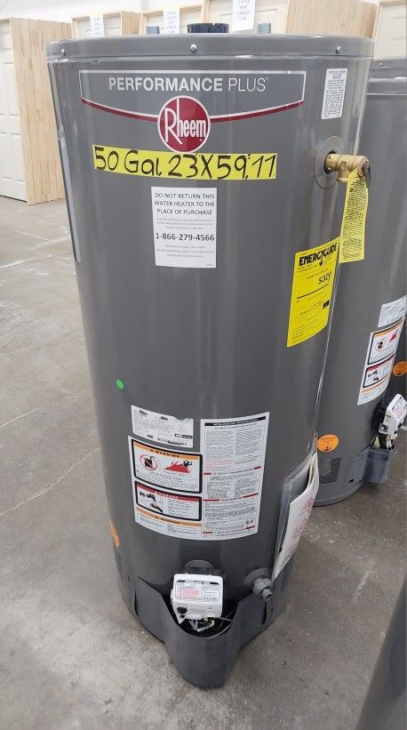 New Water Heater Nat Gas Rheem 50 Gallons with Warranty