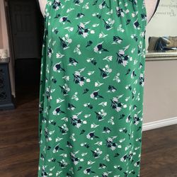 Women’s Banana Republic green floral print sleeveless blouse -high ruffled neckline