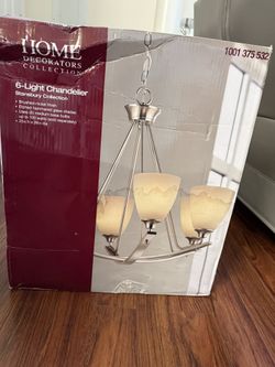 Home Decorators Collection 6-Light Chandelier – Brushed Nickel – New in Box