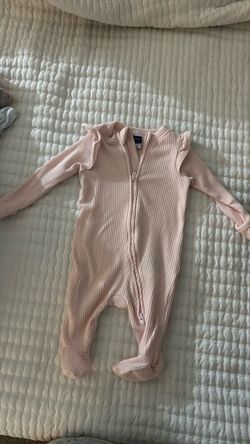 Pink Ribbed Baby Footed Zip Romper