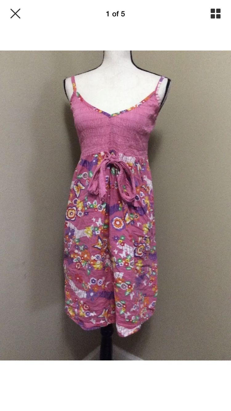 Floral Butterfly Print Babydoll Boho Summer Dress