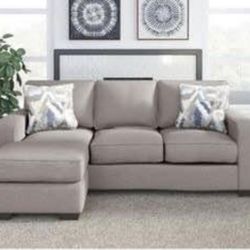 New Ashley Brand Gray Small Sectional Sofa Couch With Reversible Chair 