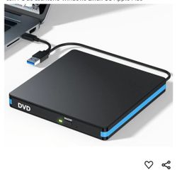 External DVD Drive USB 3.0 Type C USB C Portable CD/DVD +/-RW Disc Drive External DVD Player for Laptop CD/DVD ROM Burner Compatible with PC Desktop W