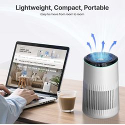 Air Purifiers for Home, Air Purifier for Smoke Odors with Fragrance Sponge, Small Air Purifier with Sleep Mode for Bedroom Office, Blue Night Light, W