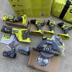 RYOBI ONE+ 18V Cordless 6-Tool Combo Kit with 1.5 Ah Battery, 4.0 Ah Battery, and Charger  .