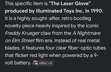 Freddy's laser glove. Works, just need a 9 volt battery
