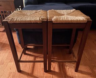 Two (2) rattan counter-height bar stools