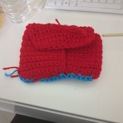 Small Handmade Wallet Red An Blue 