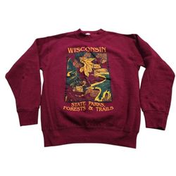 VTG Wisconsin state parks forest trails sweatshirt Adult SZ M Fruit Of Loom 