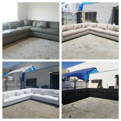 NEW 11x11ft SECTIONAL COUCHES. White,  Grey Leather, Gibson CREAM FABRIC And Black FABRIC  Sofas  3piaces 