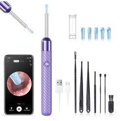 Ear Wax Removal [NEW] - 1080P Camera Earwax Remover Tool - Ear Canal Cleaner - Ear Cleaning Kit - Ear Camera for iOS & Android (Purple)
