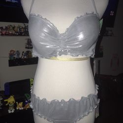 Sundazed Nixie Underwire Ruffled Halter Bikini Top & Ruffled-edge Bikini Bottoms Sz 36C/Large $50 Obo