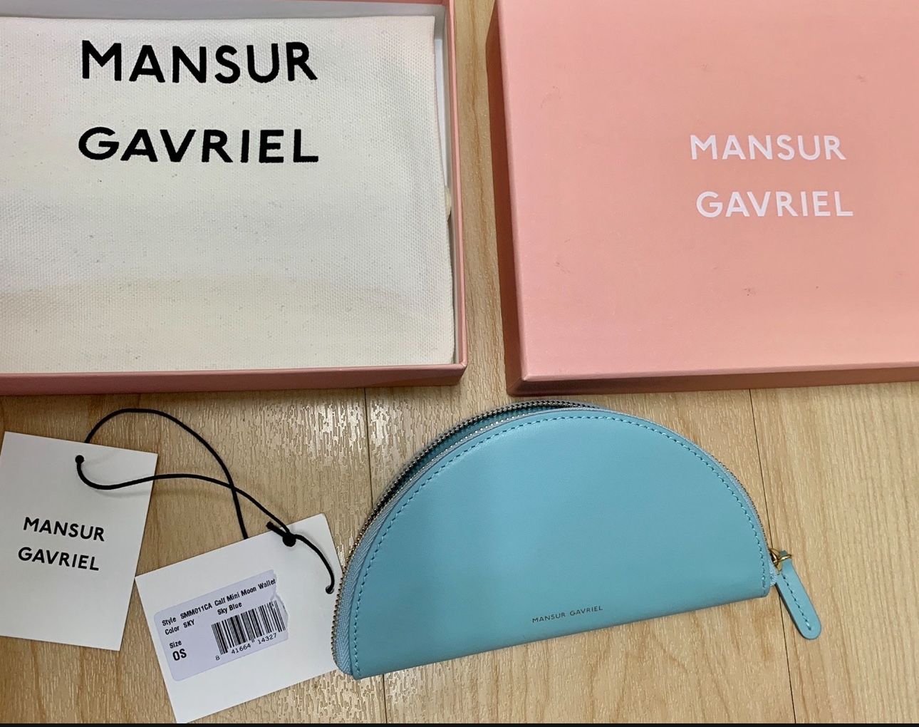 Mansur Gavriel Calf Mini Moon Wallet Italian calf leather grey blue mini moon wallet grey blue leather Purse BRAND NEW