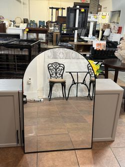 Arched bathroom mirror, bathroom metal frame wall mirror, wall arch mirror, black modern vanity mirror for bathroom, living room, bedroom, hallway, di