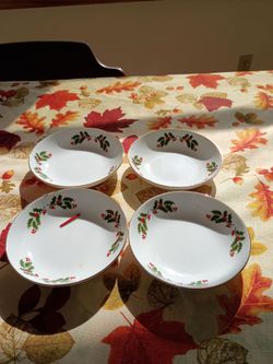 Set of 4 Christmas Holly Berry Plates