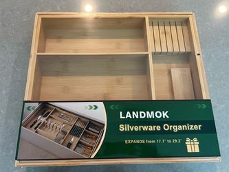 Expandable Bamboo Kitchen Silverware Drawer Organizer