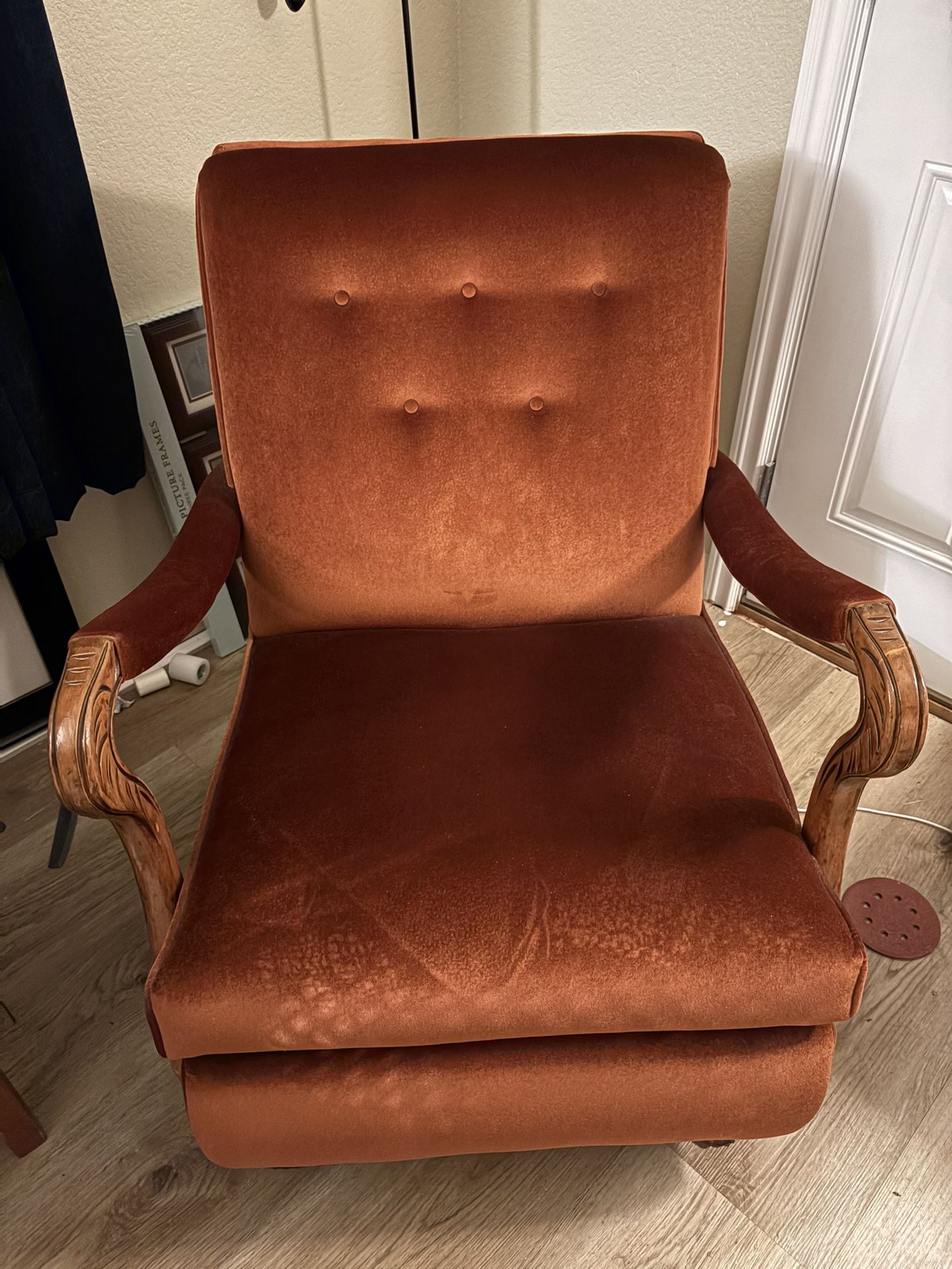 Vintage Antique Burnt Orange Velvet Rocker