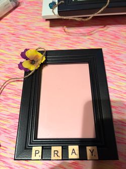 Decorative Black Picture Frame with PRAY Scrabble Tiles