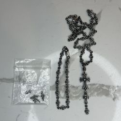 AUTHENTIC CHROME HEARTS CROSS PENDANT AND CHAIN 925 SILVER