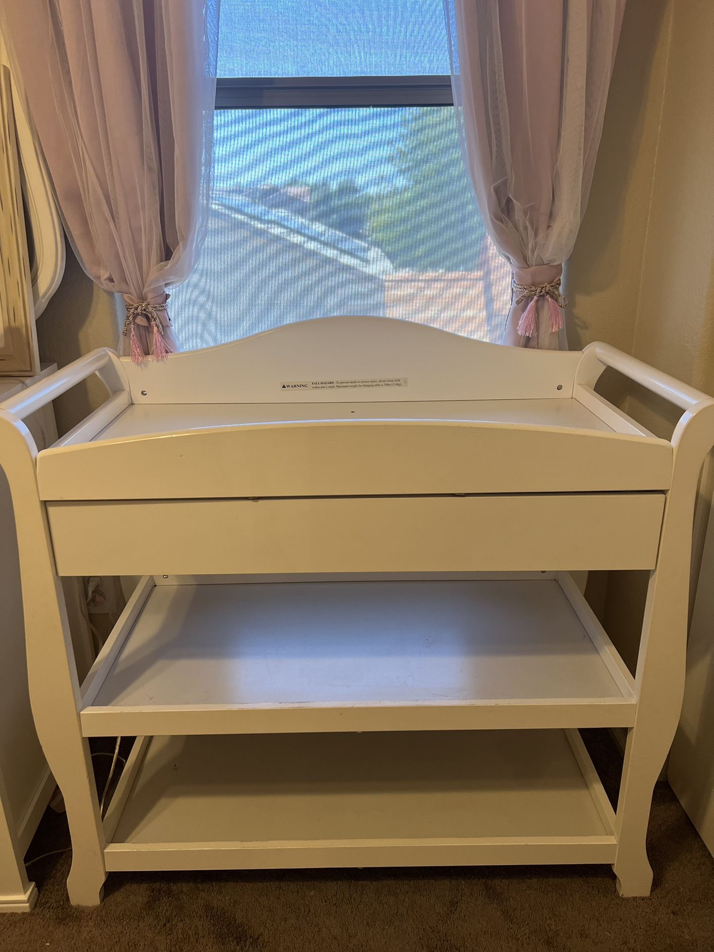 White Changing Table + items $125/OBO