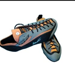 Bufo  Climbing Shoes Size 11 EUC Orange Gray Lace-Up Rock Bouldering Gym Geary