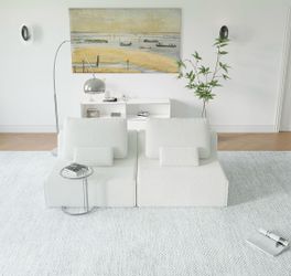 Oversized Modular Sectional Sofa, Foam-Filled Lazy Couch with Lumbar Pillow, Convertible Floor Sofa Set for Living Room Bedroom, Free Combination, Mul