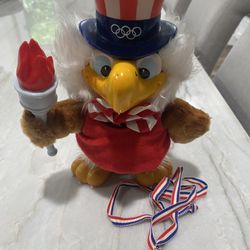 1984 Olympic Mascot Sam The Eagle And Commemorative Pentathlon Medal 