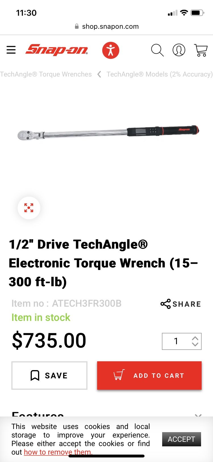 1/2in Snap On Torque Wrench