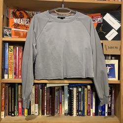 FOREVER 21-women’s gray long sleeve crewneck crop sweatshirt