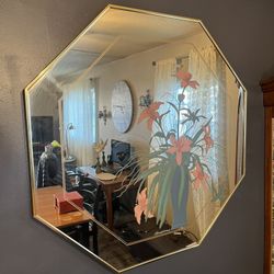 Large Decorative Mirror W/ Lily Accents