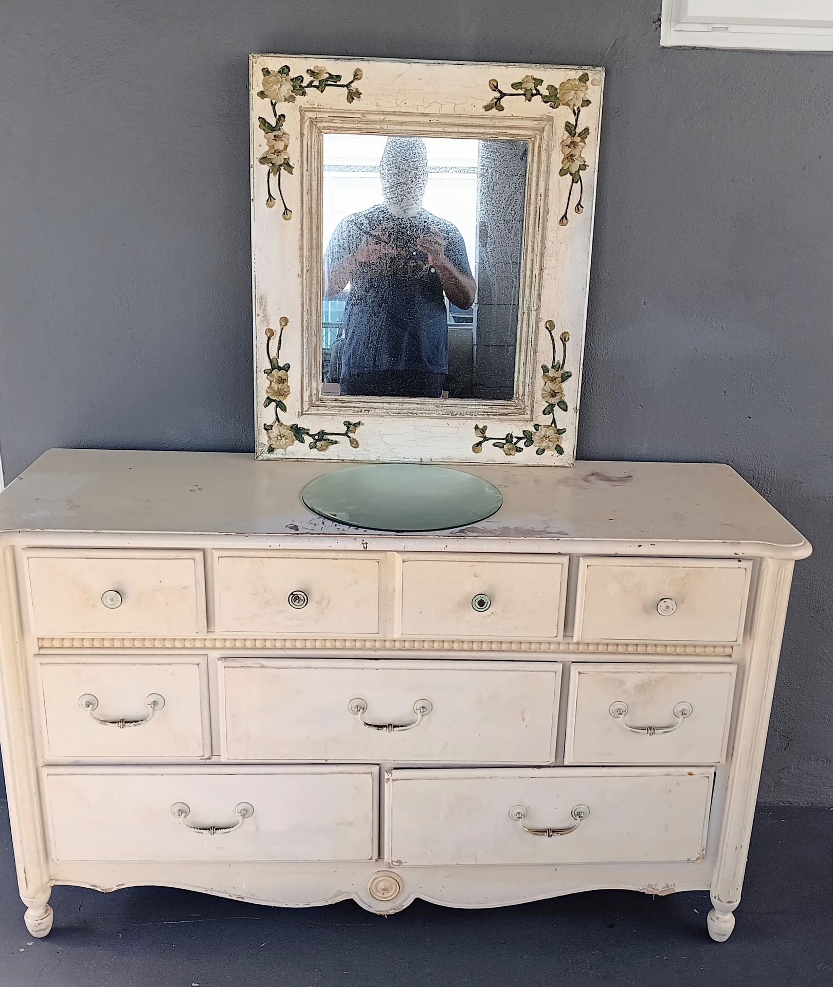 Antique dresser and mirror