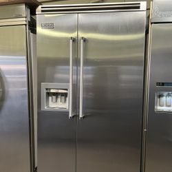 Viking 48”Wide Stainless Steel Side By Side Refrigerator 