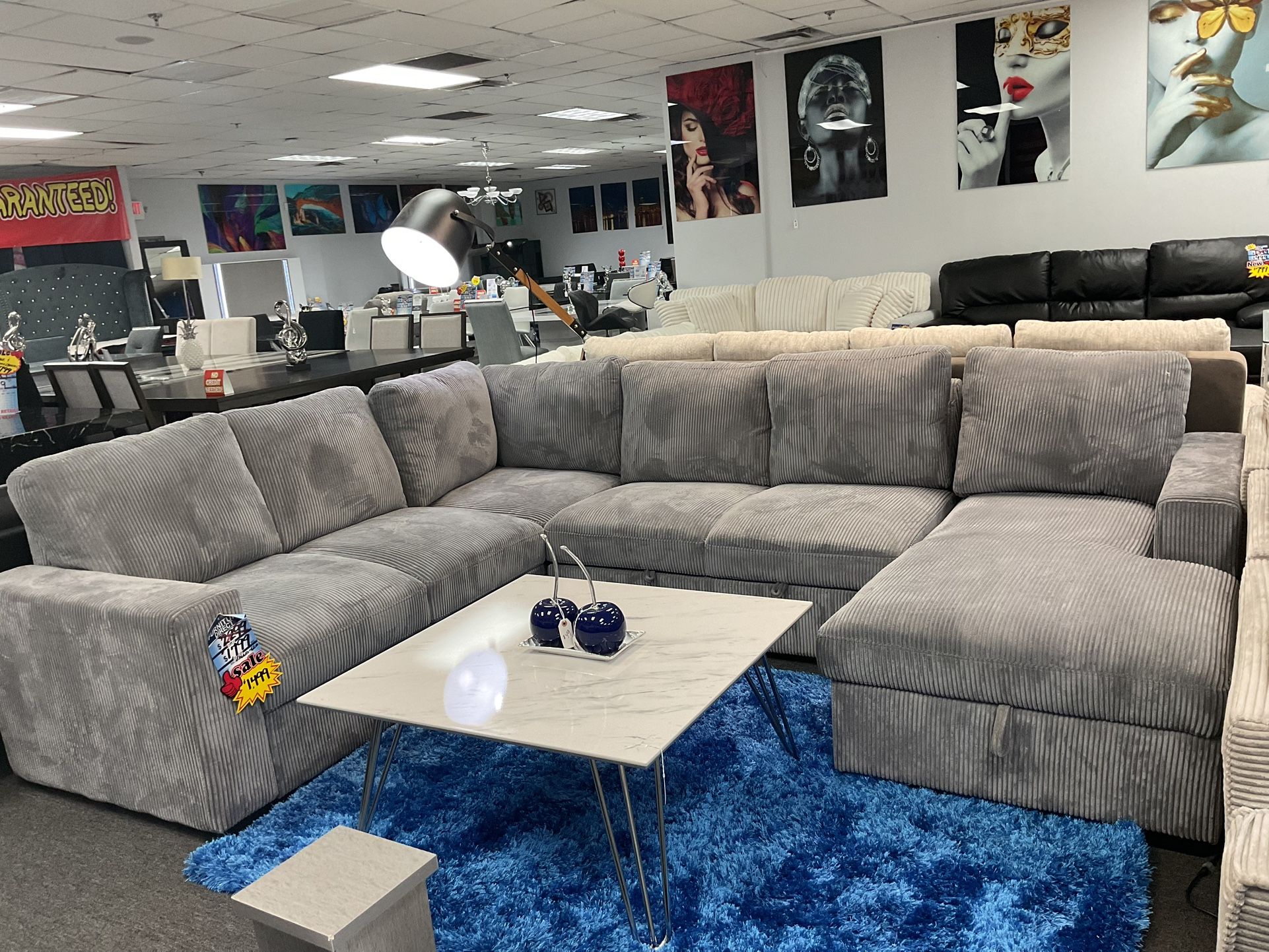 💥TAX SEASON FURNITURE SALE NOW ‼️ BEAUTIFUL GREY SLEEPER SECTIONAL 25% OFF RETAIL🛋️🤯