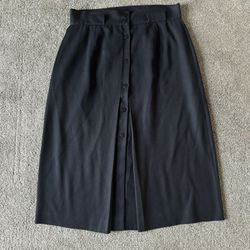 Lanzetta Sport Vintage Skirt Size 14 Midi Black Classic Buttons Front Workwear