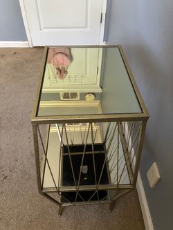 Gold Metal Mirrored Side Table