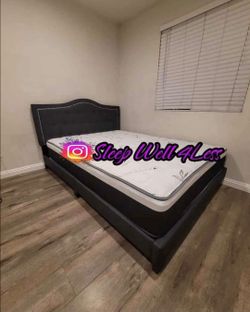 NEW QUEEN BED FRAME AND MATTRESS