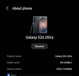 Samsung Galaxy S26 Ultra 512gb pre-owned unlocked (Black)
