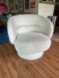 white teddy swivel accent chair