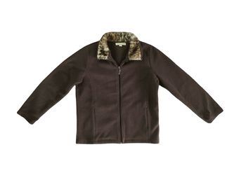 Carolyn Taylor Petite Chocolate Brown Fleece Full Zip Women’s Jacket Size Petite Medium