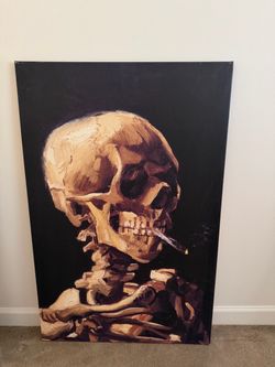 Van Gogh smoking skeleton