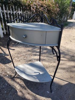 Corner Accent Table with Drawer and Shelf
