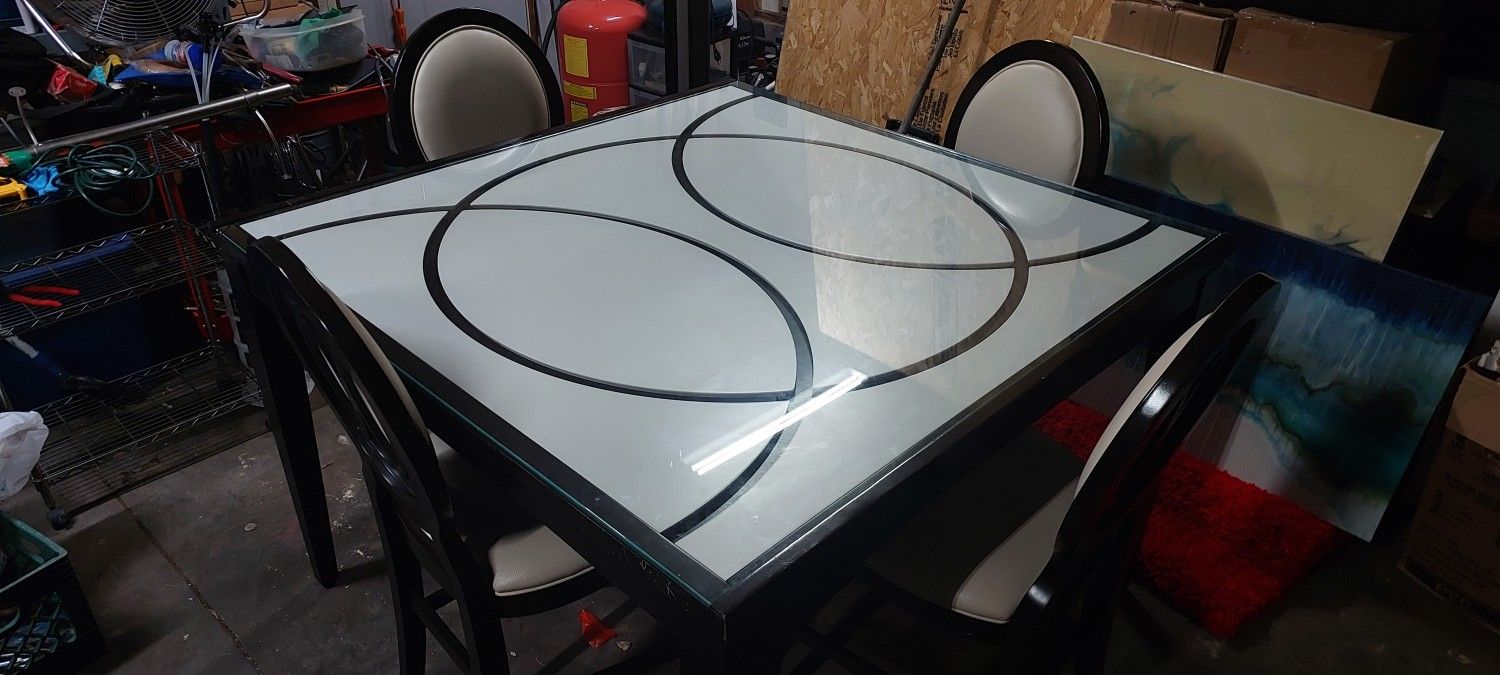 Glass Top Dining Table With 4 Chairs