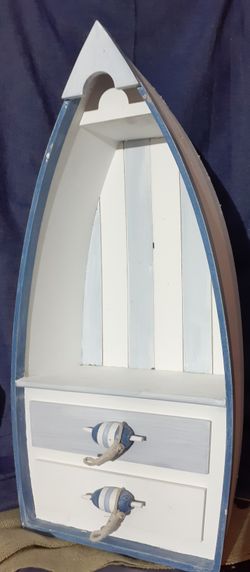 Darice finished Wood Boat-Shaped Shelving, bathroom 7.25 x 24.25 Inches