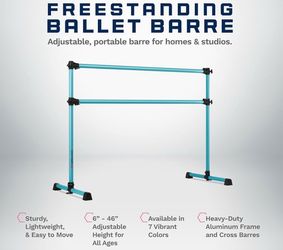 BALLET BARRE Double Aluminum Freestanding New in box Teal