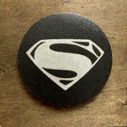 Black Superman Man Of Steel Logo Laser Engraved Painted Cork Coaster